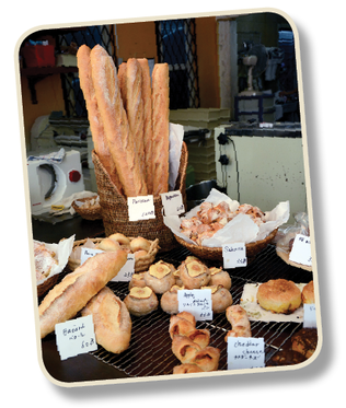 Selection of breads and pastries