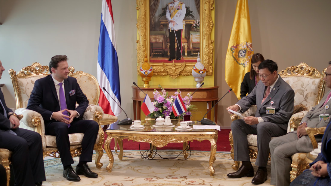 Mr Vondráček meets with Thai President of the Senate Professor Pornpetch Wichitcholchai in February 2020.